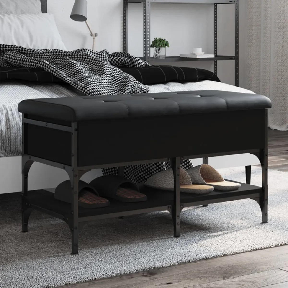 Vidaxl Noir Banc À Chaussures
