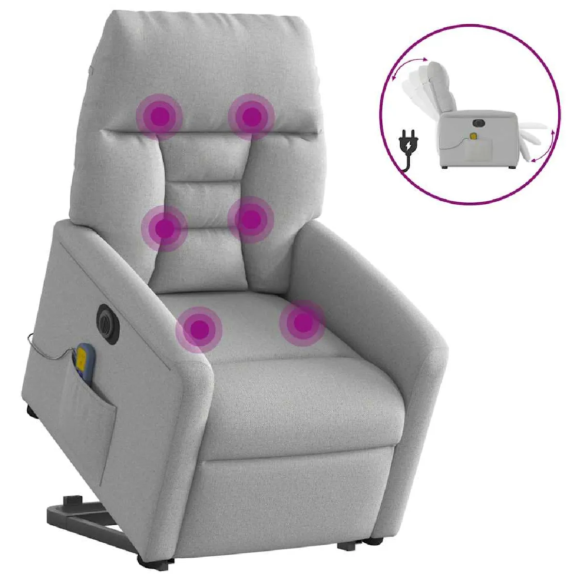 Vidaxl Gris Fauteuil Inclinable De Massage - Nuage Tissu