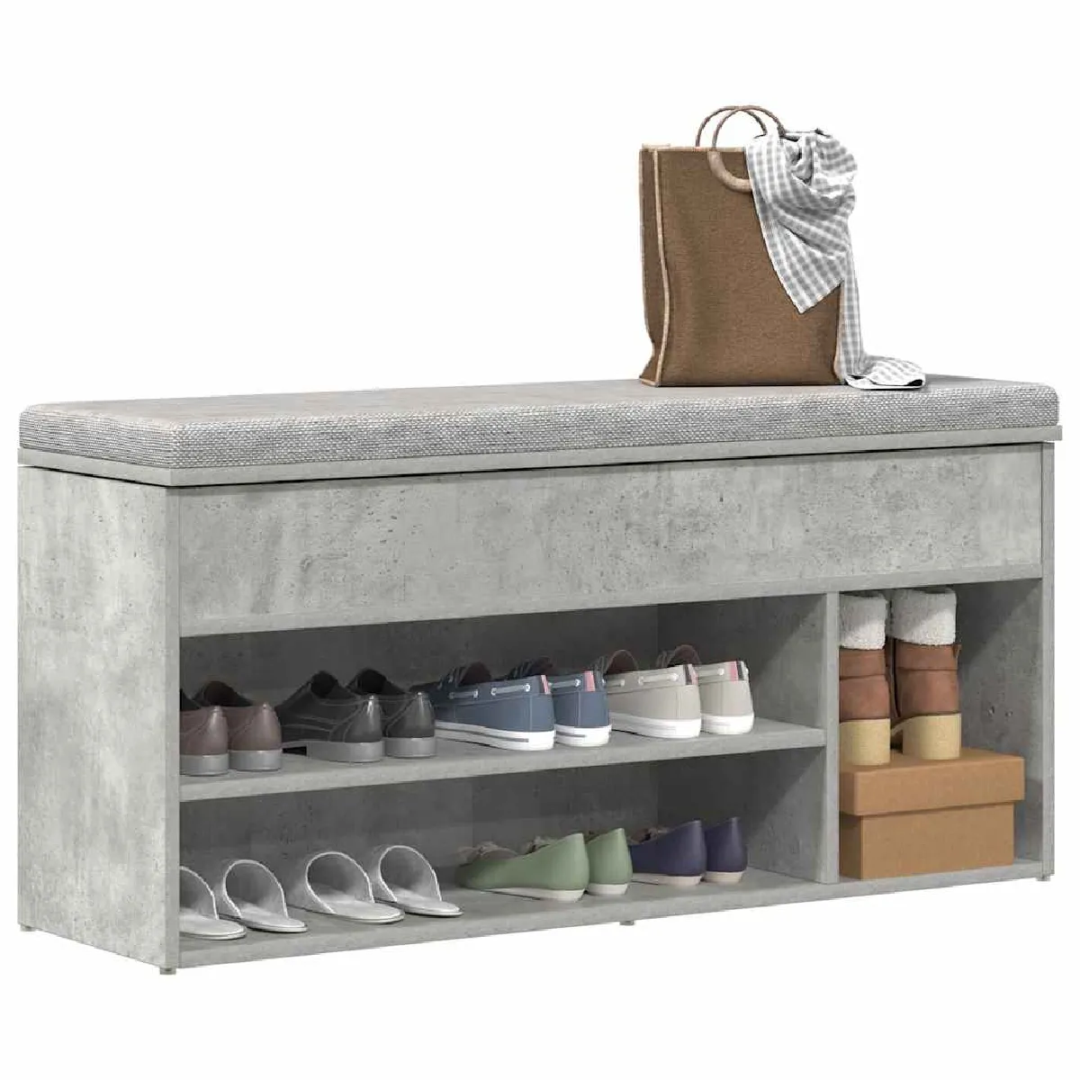 Vidaxl Gris Banc À Chaussures - Béton