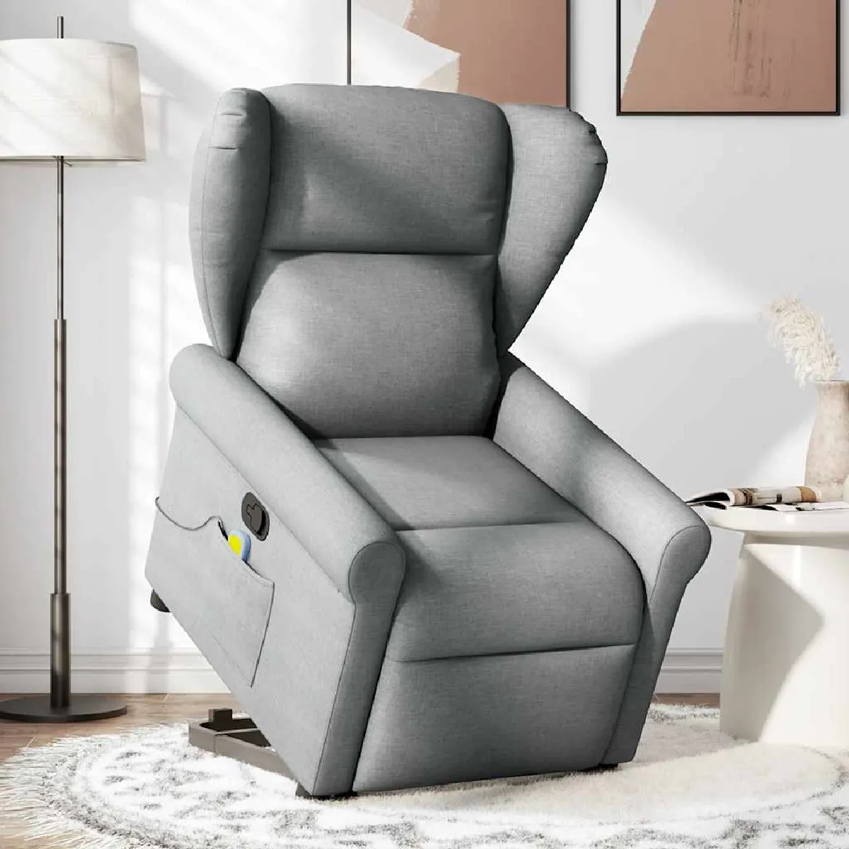 Non Communiqué Gris Vidaxl Fauteuil De Massage, Relaxation Tissu Clair - Image 3