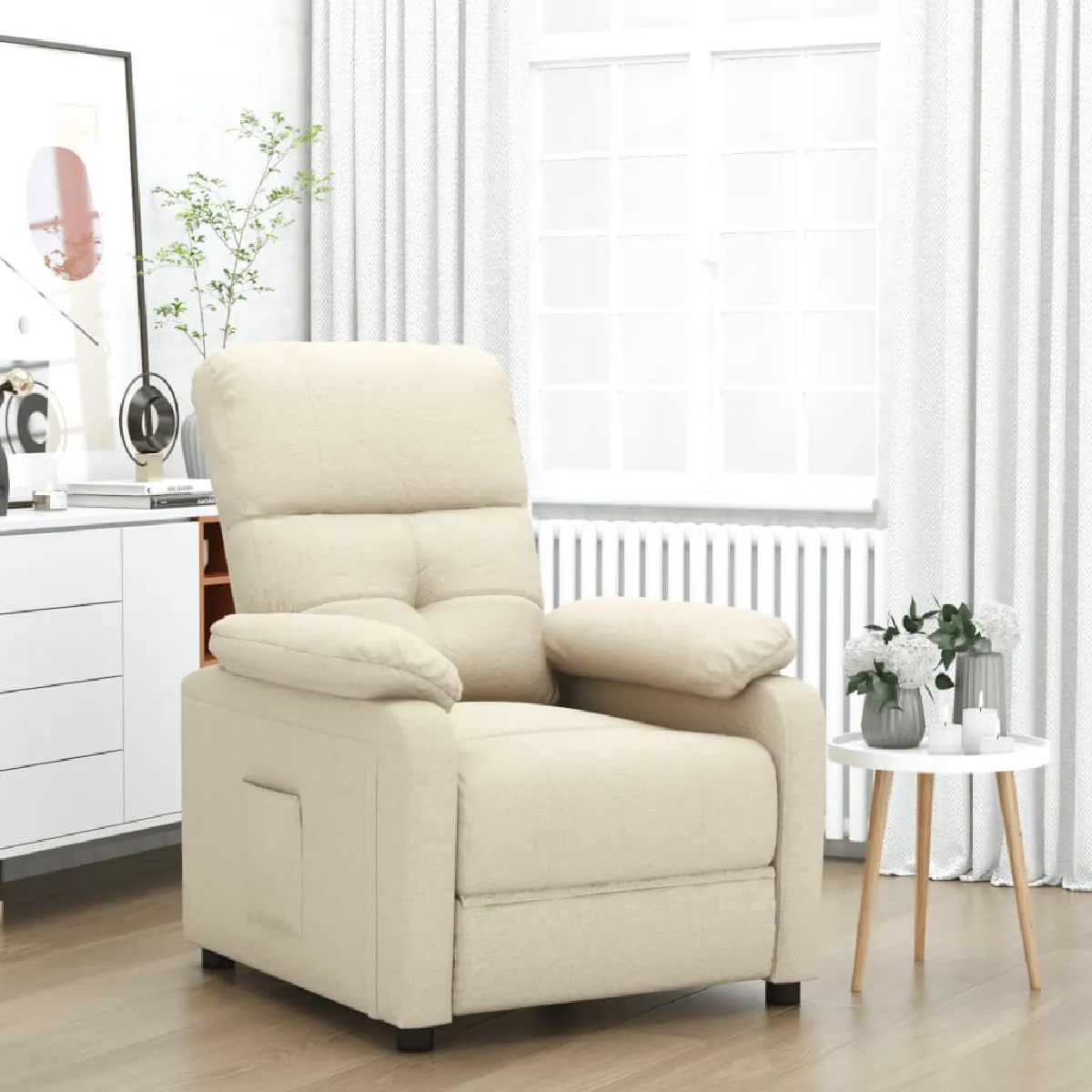 vidaXL Fauteuil inclinable Crème - vue 6