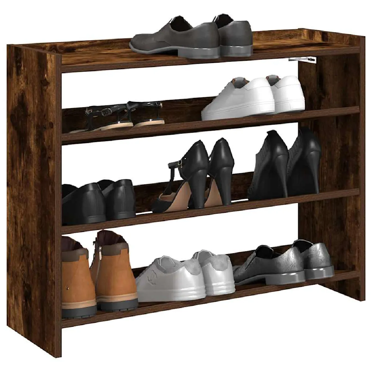 Non Communiqué Marron Vidaxl Étagère À Chaussures Chêne Fumé 80X25x62 Cm Bois D'ingénierie, Rangement De Chaussures, Armoire De Rangement De 859918 - Image 3