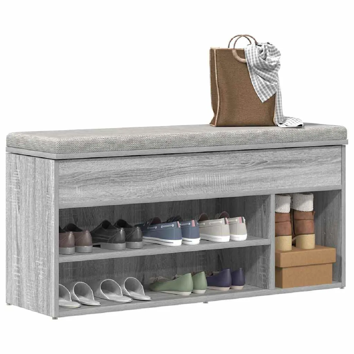 Non Communiqué Sonoma Gris Banc À Chaussures 102X30,5X45 Cm Bois D Ingénierie - Image 2