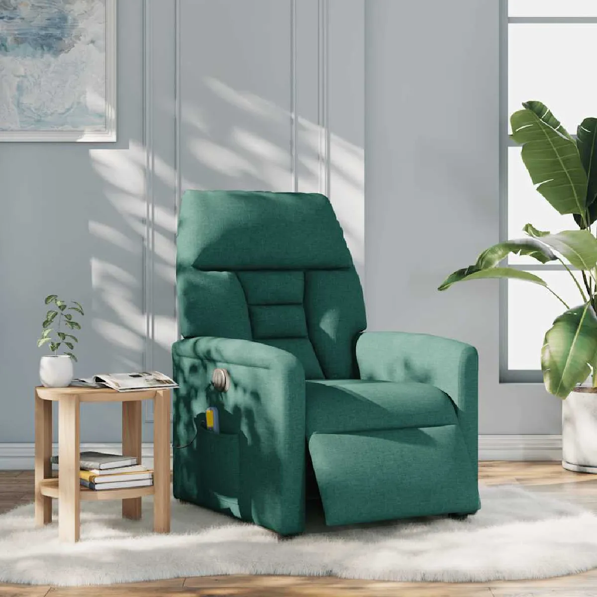 Non Communiqué Vert Fauteuil De Massage Inclinable Électrique Foncé Tissu - Image 2