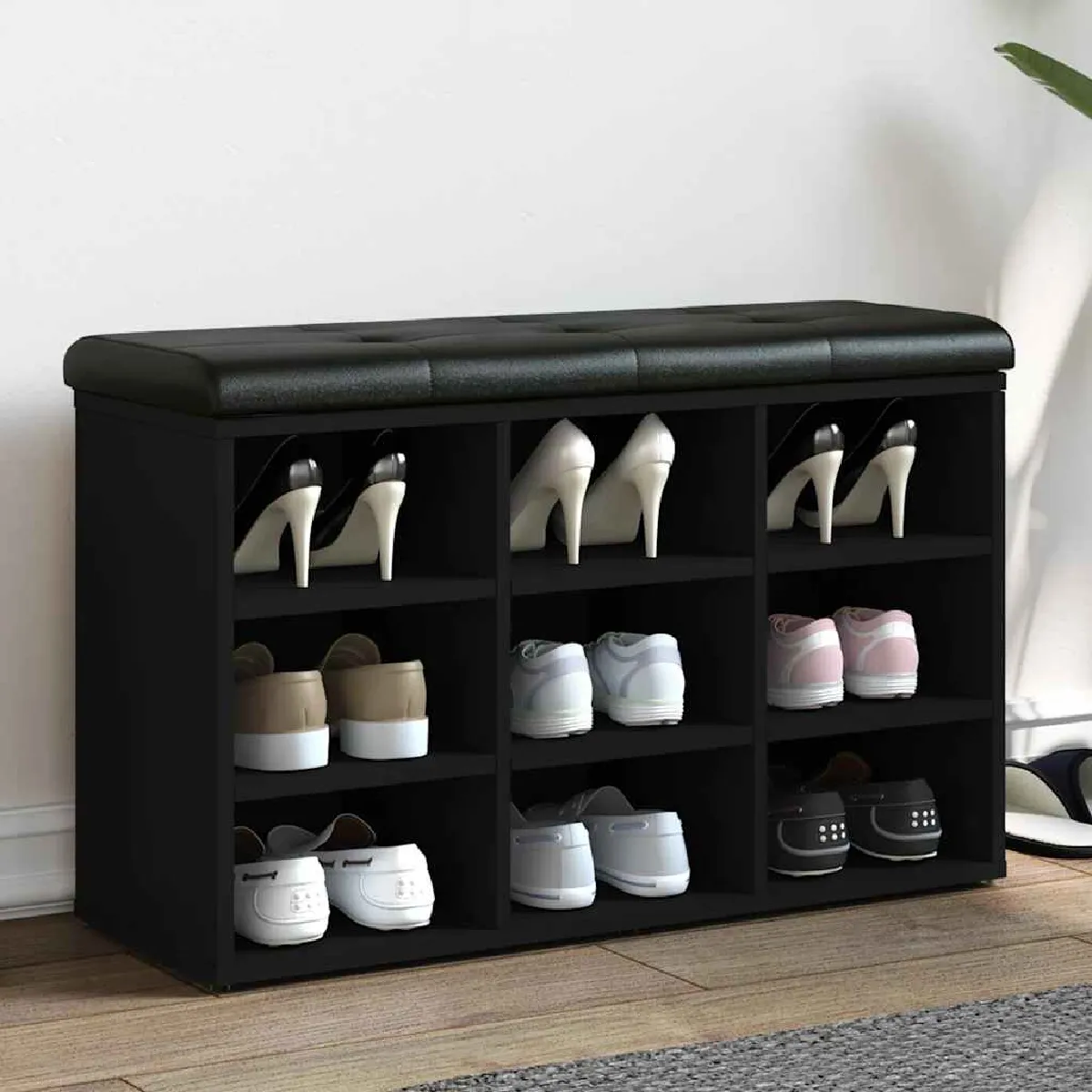 Vidaxl Noir Banc À Chaussures