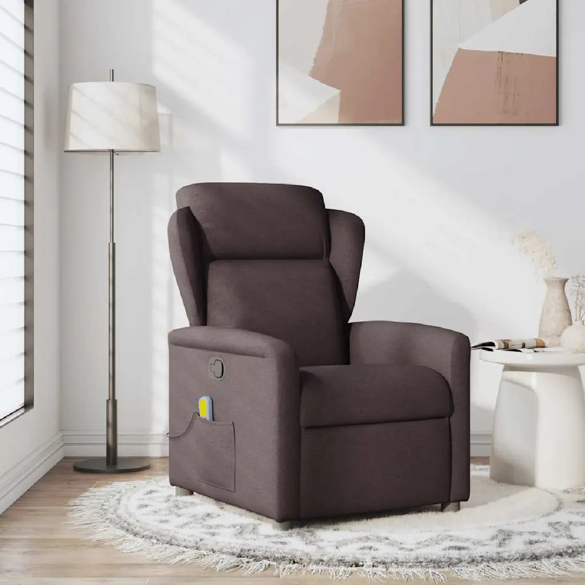 Non Communiqué Marron Fauteuil De Massage Inclinable Foncé Tissu - Image 3