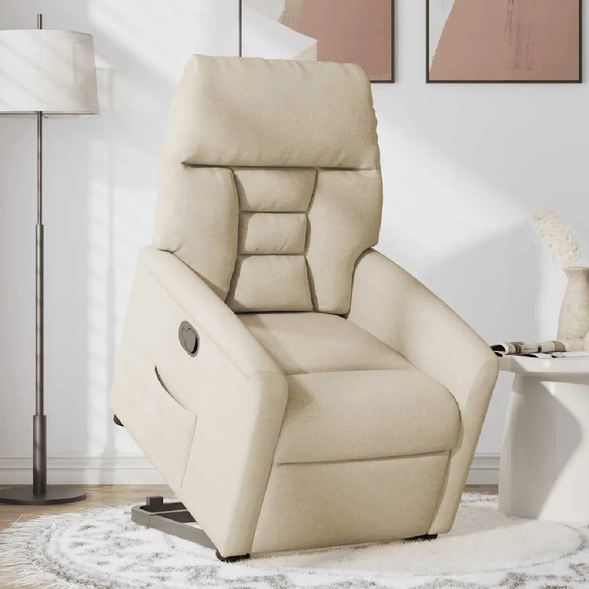 Non Communiqué Fauteuil Inclinable Crème Tissu - Image 3