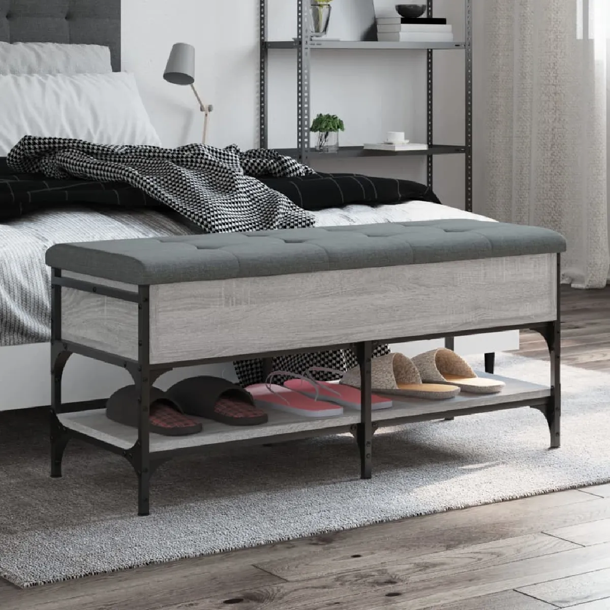 Vidaxl Gris Banc À Chaussures - Sonoma