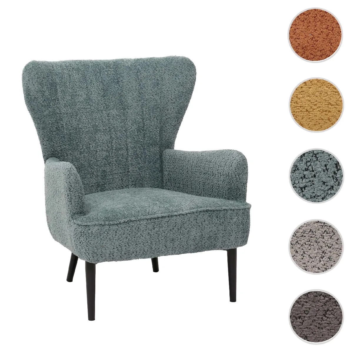 Mendler Fauteuil rétro tissu - Bleu