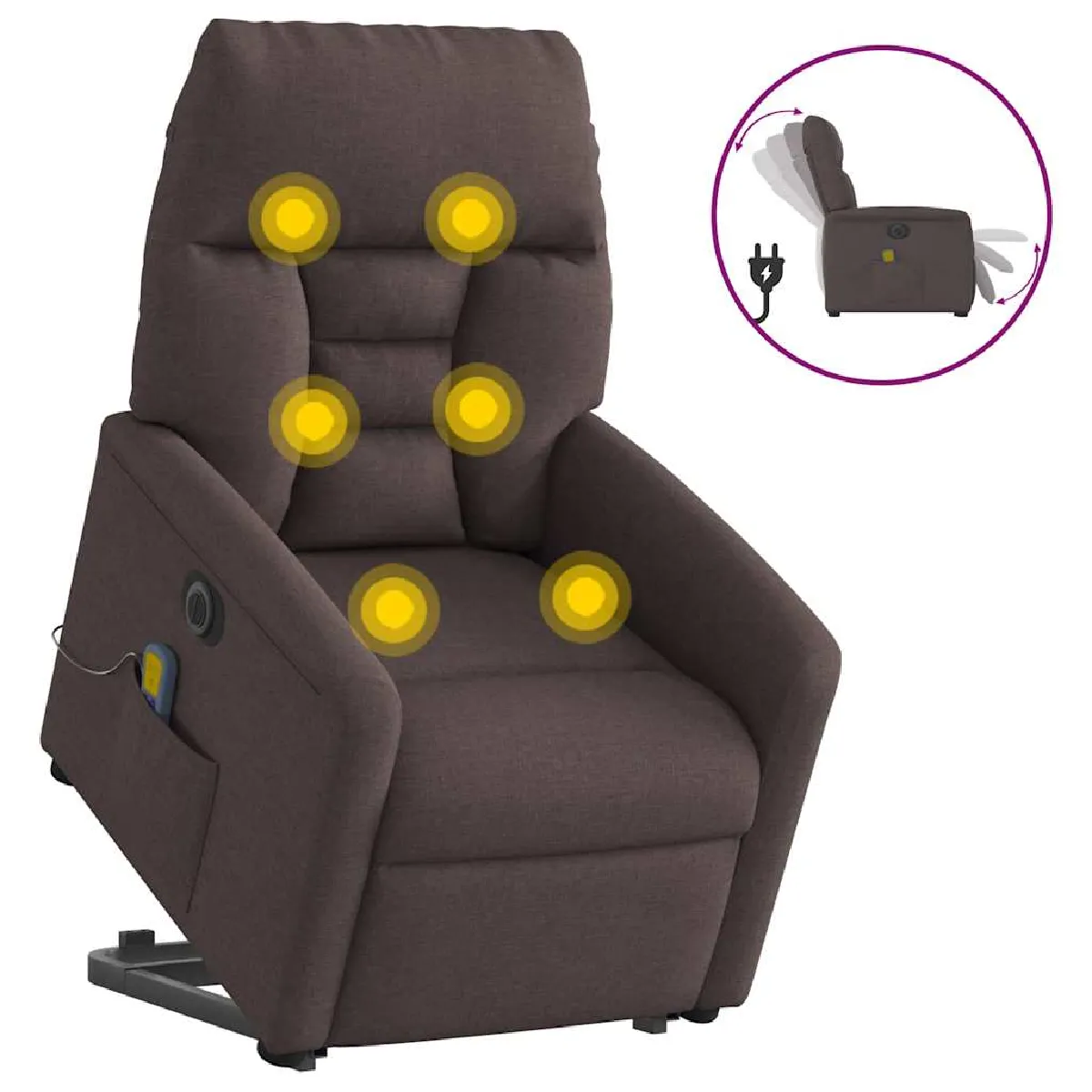 vidaXL Fauteuil inclinable de massage électrique - Marron foncé