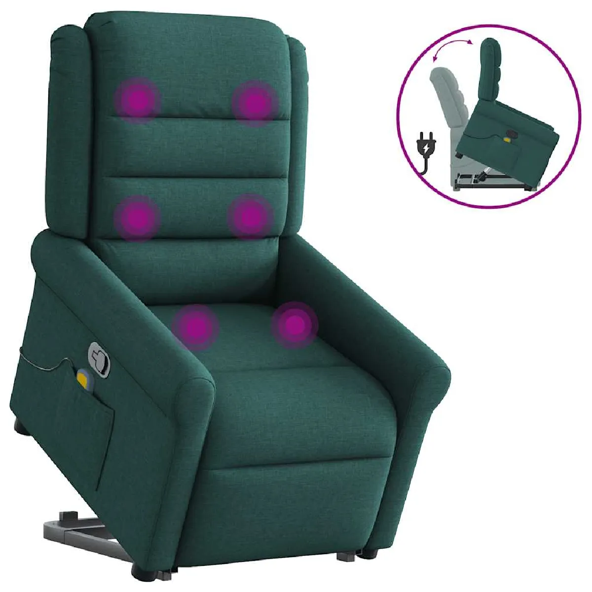 vidaXL Fauteuil Inclinable de Massage Tissu - vue 3
