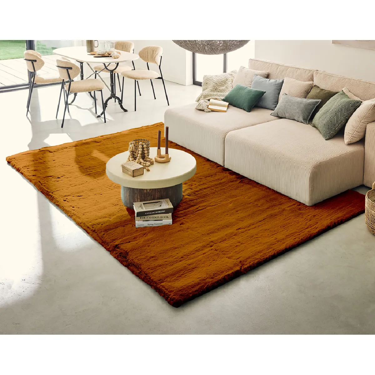 Joy - tapis rectangulaire - fausse fourrure - orange