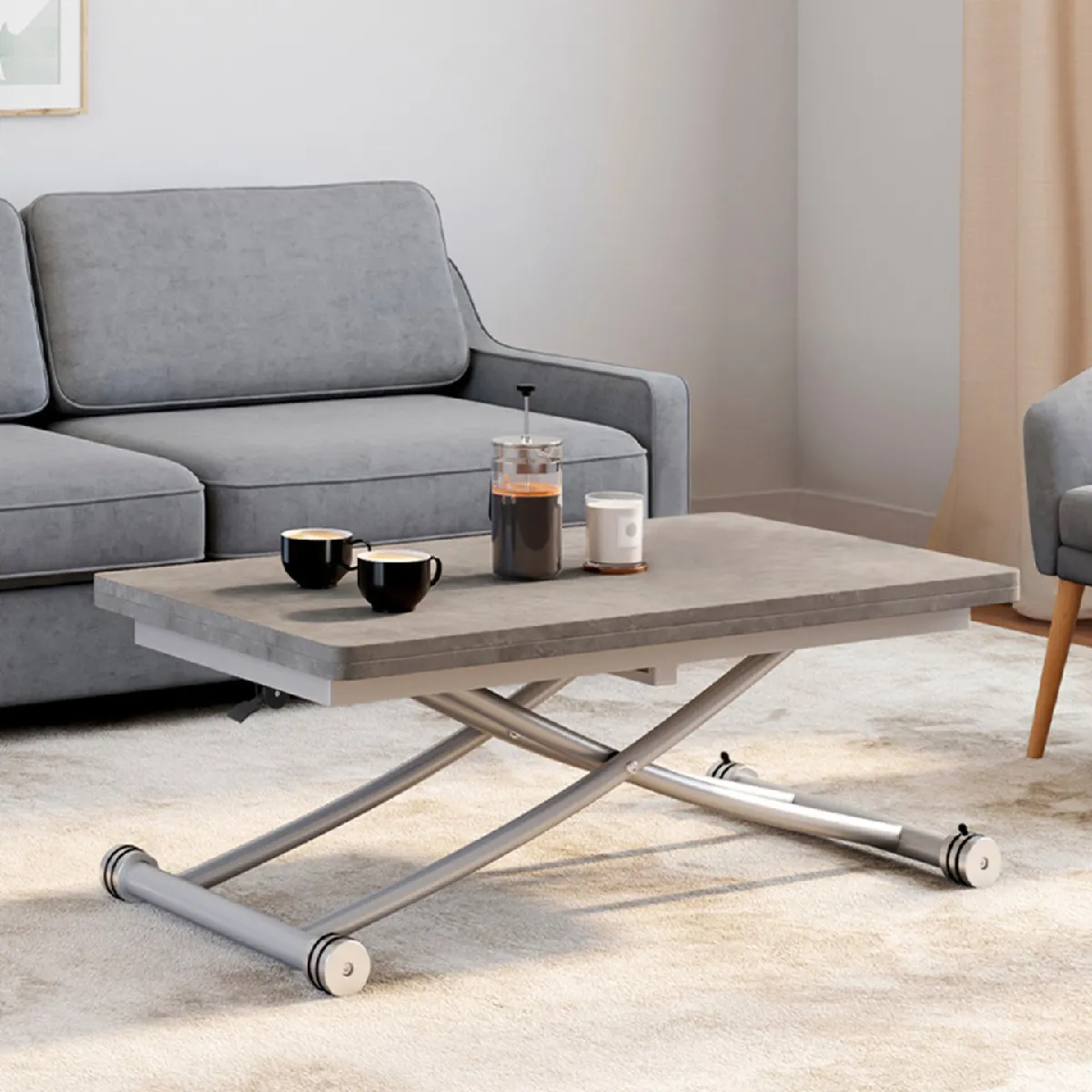 Meilleurs prix pour MARKET Table Relevable Urbana Effet Béton