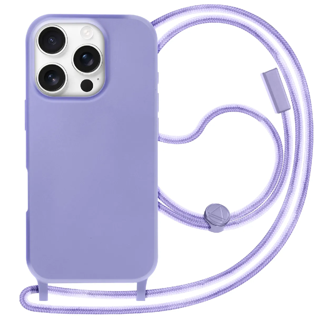 Avizar Violet Coque Pour Iphone 16 Pro Soft Touch Avec Cordon Tour De Cou Lavande