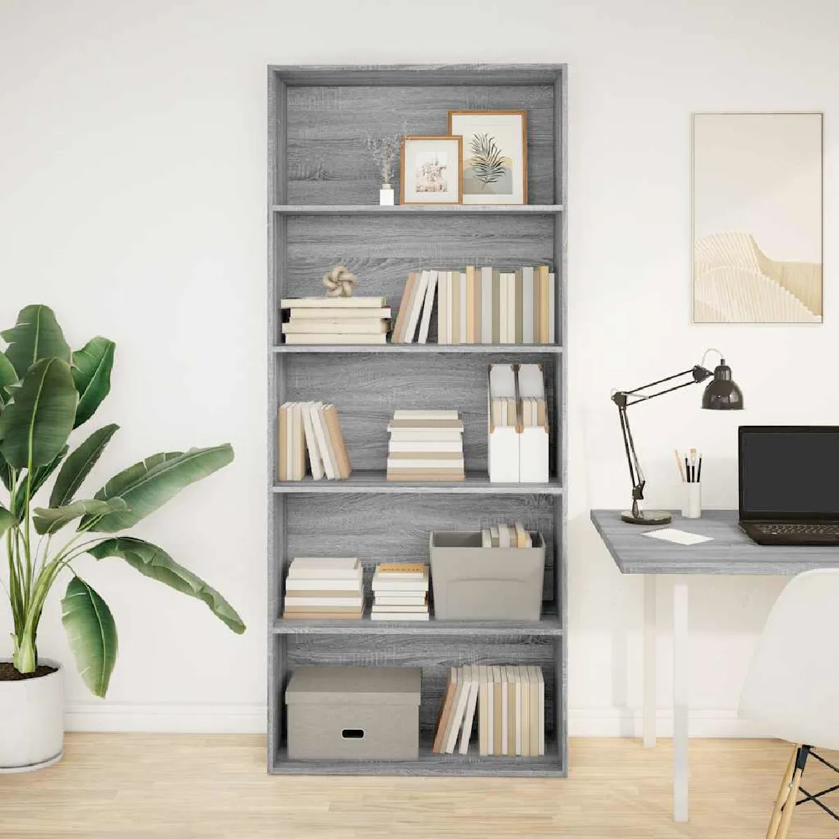 Vidaxl Gris Bibliothèque Sonoma 80X30x189 Cm Bois D Ingénierie - Image 3