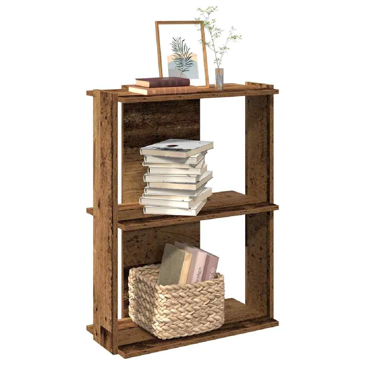 Non Communiqué Marron Bibliothèque À 3 Niveaux Vieux Bois 60X30x80 Cm Bois Ingénierie - Image 3