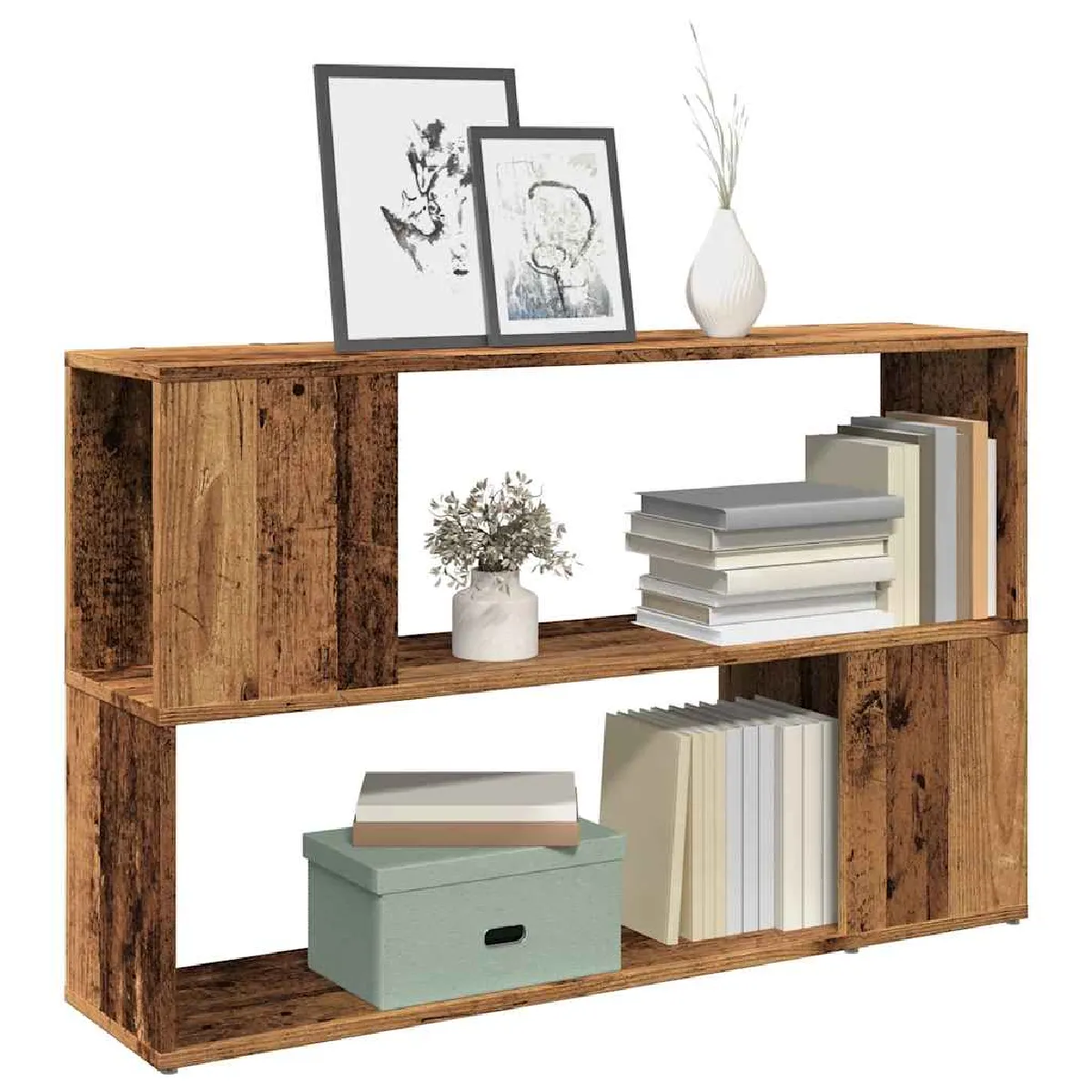 Non Communiqué Bibliothèque Vieux Bois 100X24x63 Cm Bois D Ingénierie - Image 3