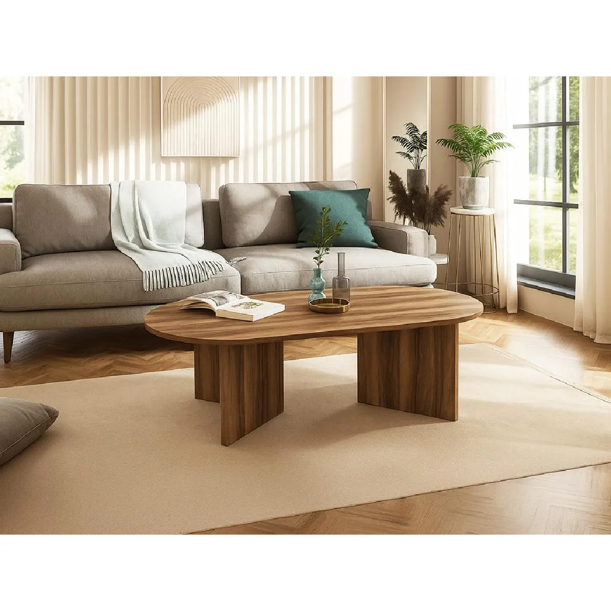 Meilleurs prix pour Vente-Unique Table basse TOPANIA - Naturel foncé