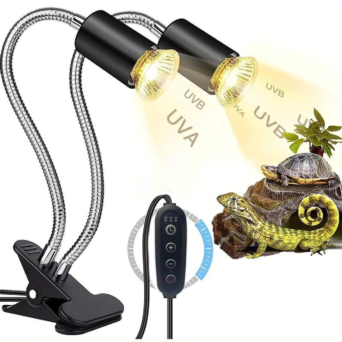 Lampe chauffante double pour terrarium