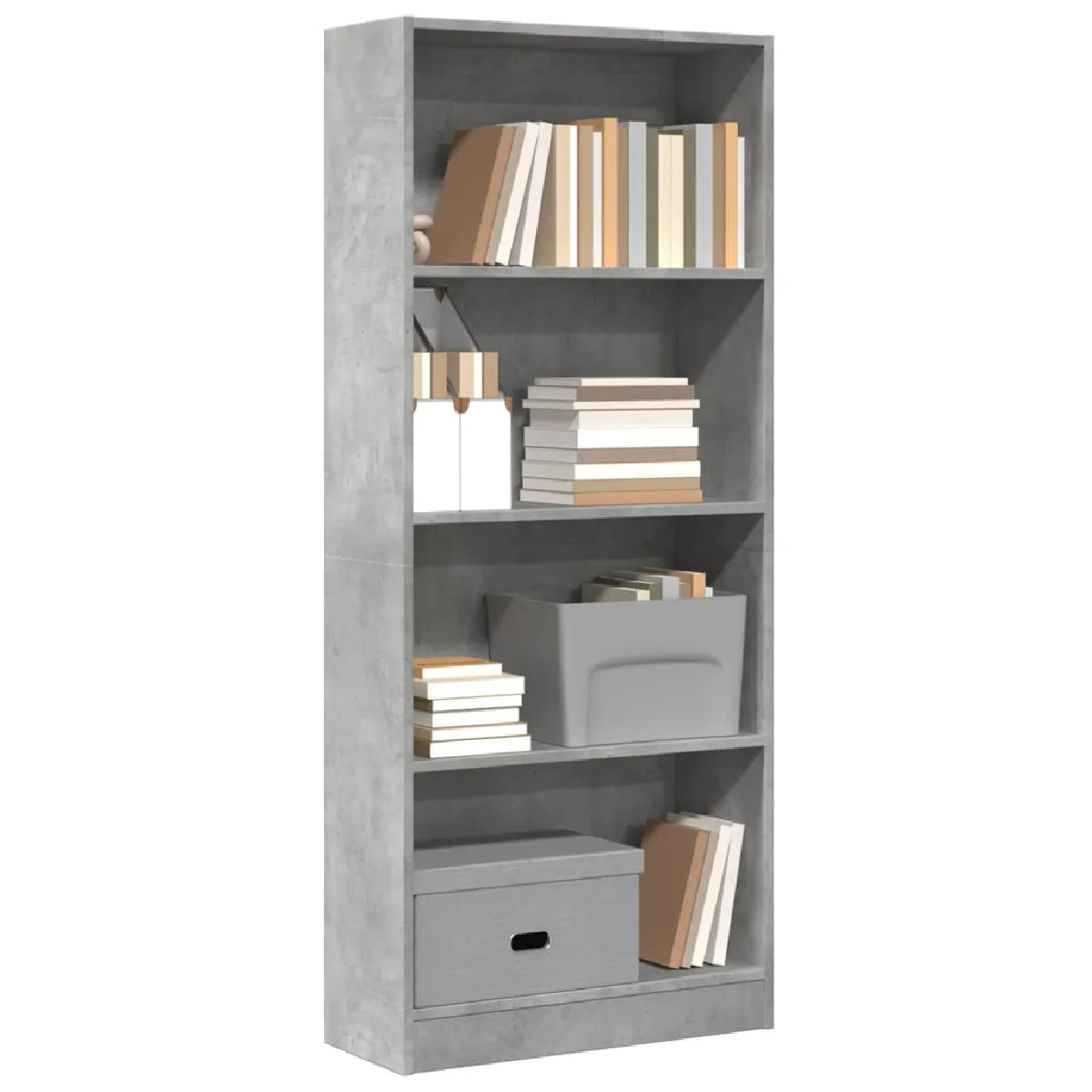 Non Communiqué Gris Bibliothèque Béton 60X24x143 Cm Bois D Ingénierie - Image 3