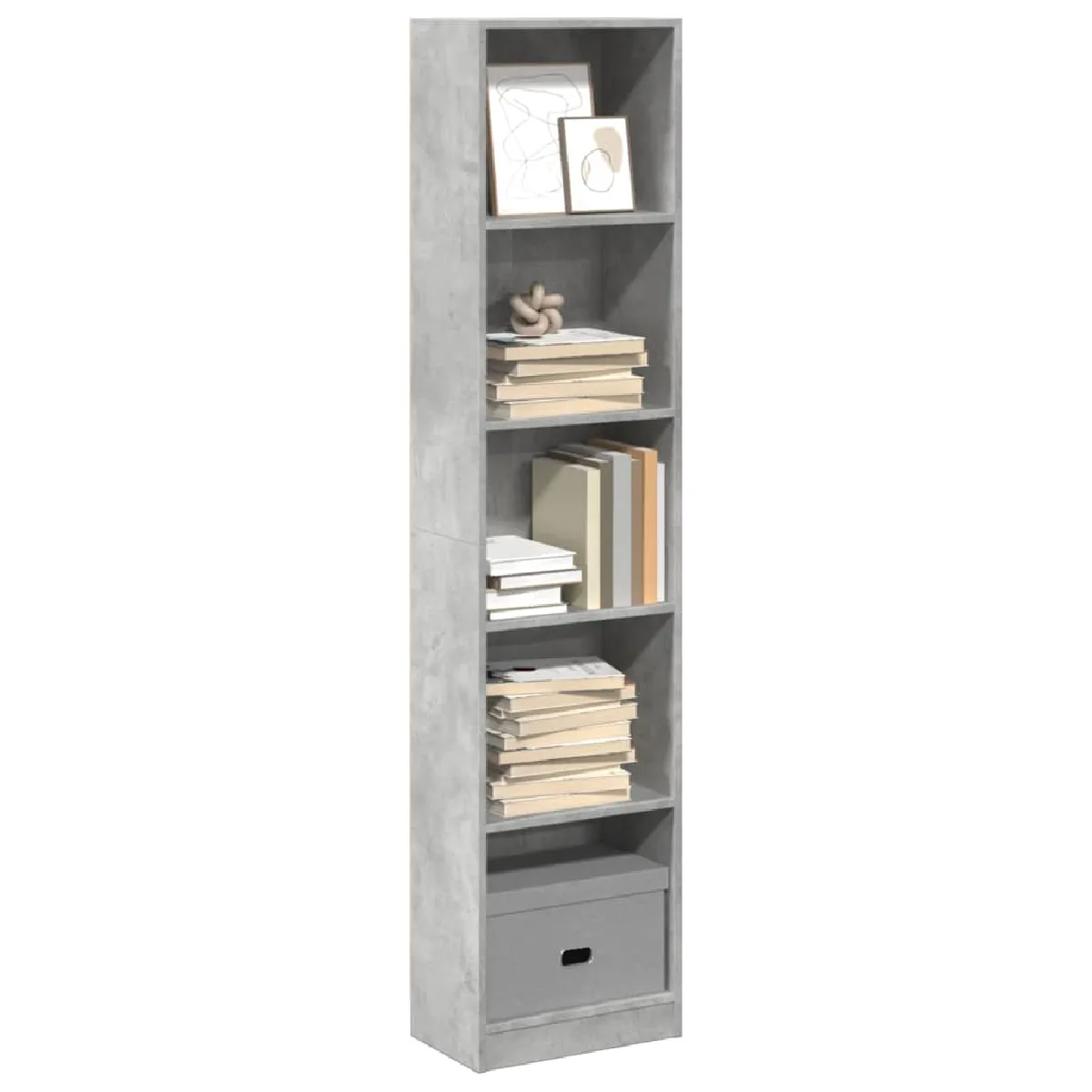 Non Communiqué Gris Bibliothèque Béton 40X24x176 Cm Bois D Ingénierie - Image 3