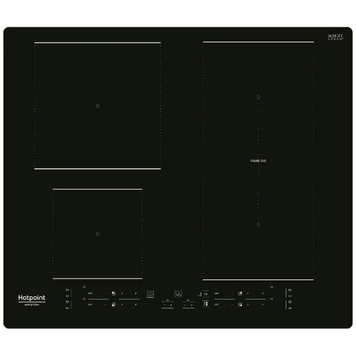 Plaque À Induction Hotpoint Ariston HB4860BNE – 4 Foyers, Zone Combi Duo, Commandes Sensitives - vue 2