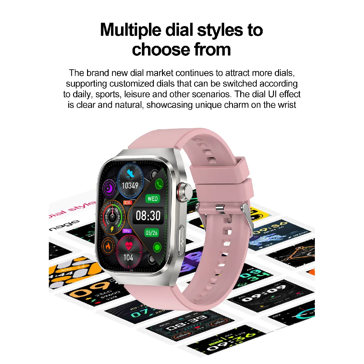 INF Montre intelligente avec ECG Noire Montre connectée Rue