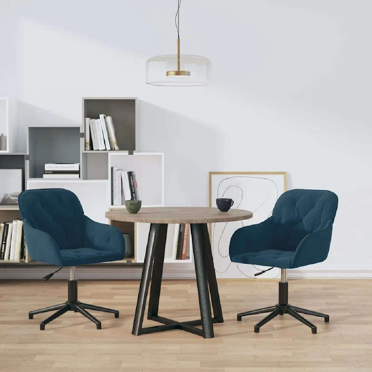 Vidaxl Chaises pivotantes à manger lot de 2 velours