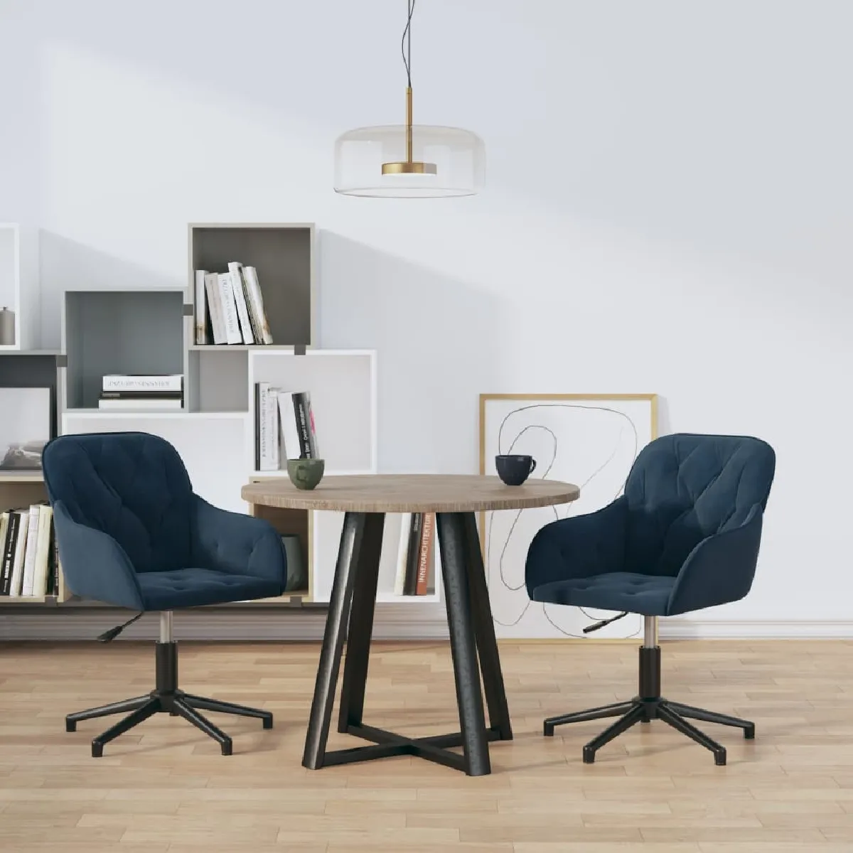 Vidaxl Chaises pivotantes à manger lot de 2 velours