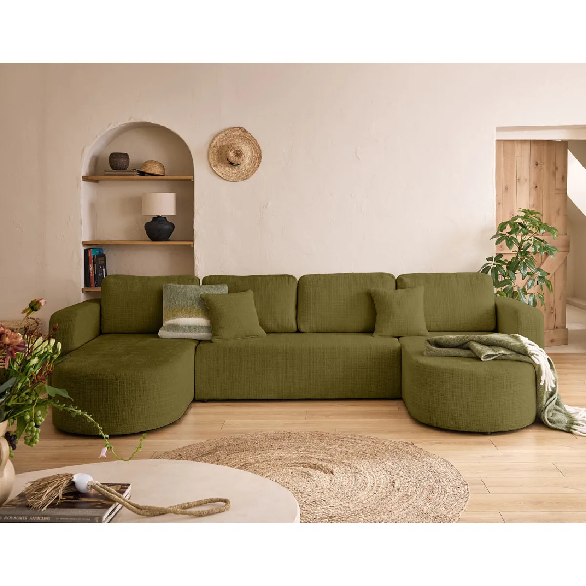 Bestmobilier Vert Canapé Panoramique - Olive