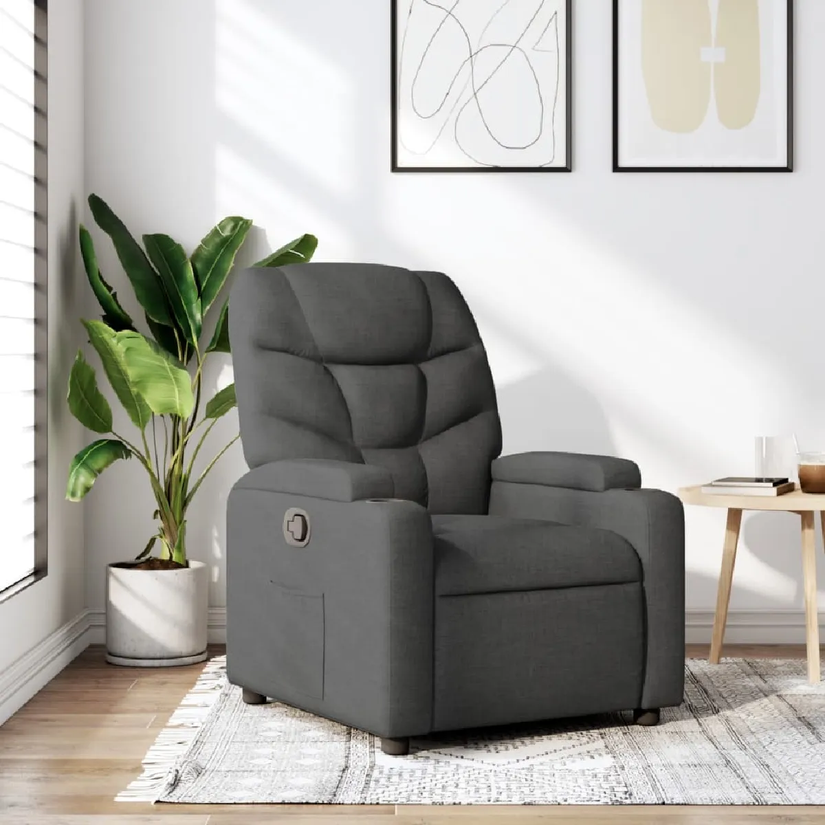 Non Communiqué Gris Fauteuil Inclinable Foncé Tissu - Image 3