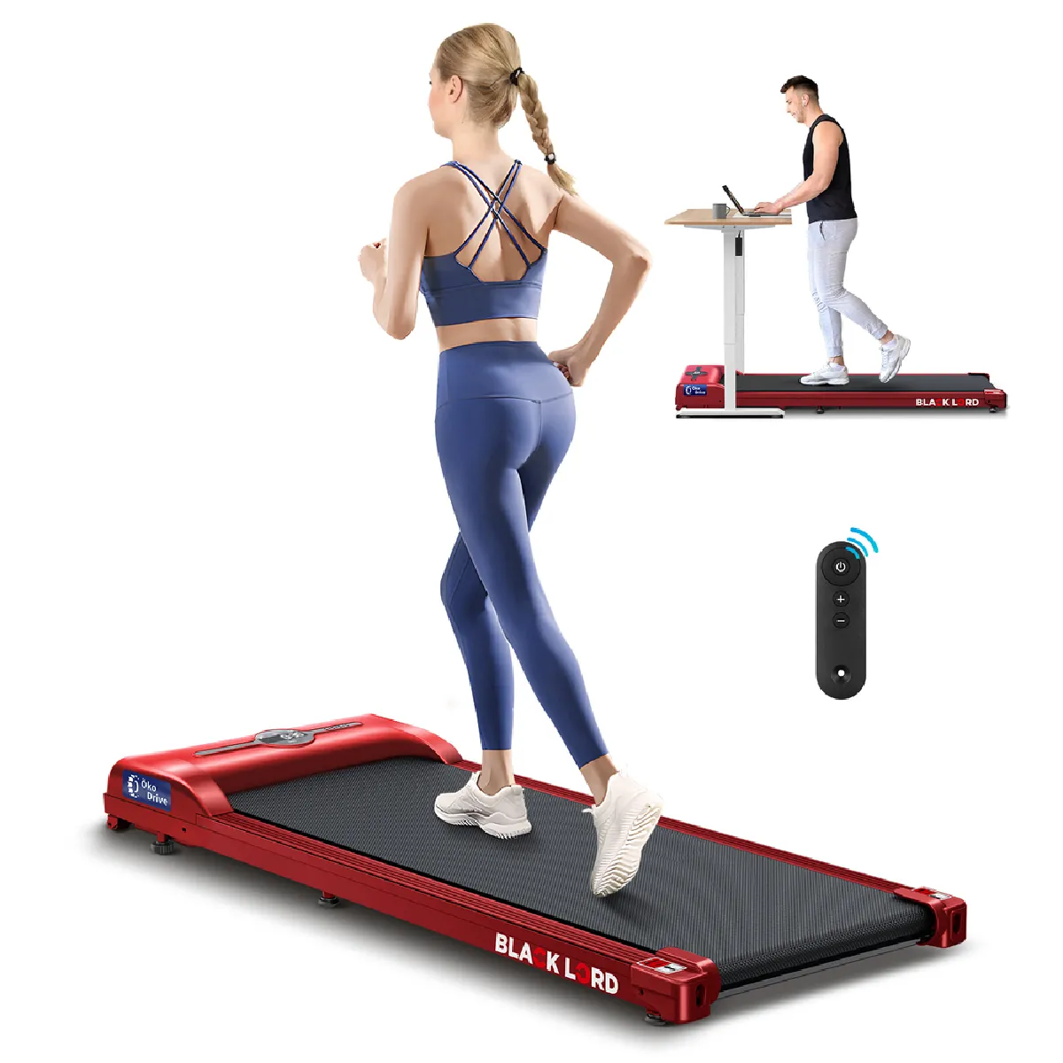 Tapis De Marche Bureau BLACK LORD - Mince, 1-11 Km/h, Bande 390 Mm, Télécommande, Rose - 4