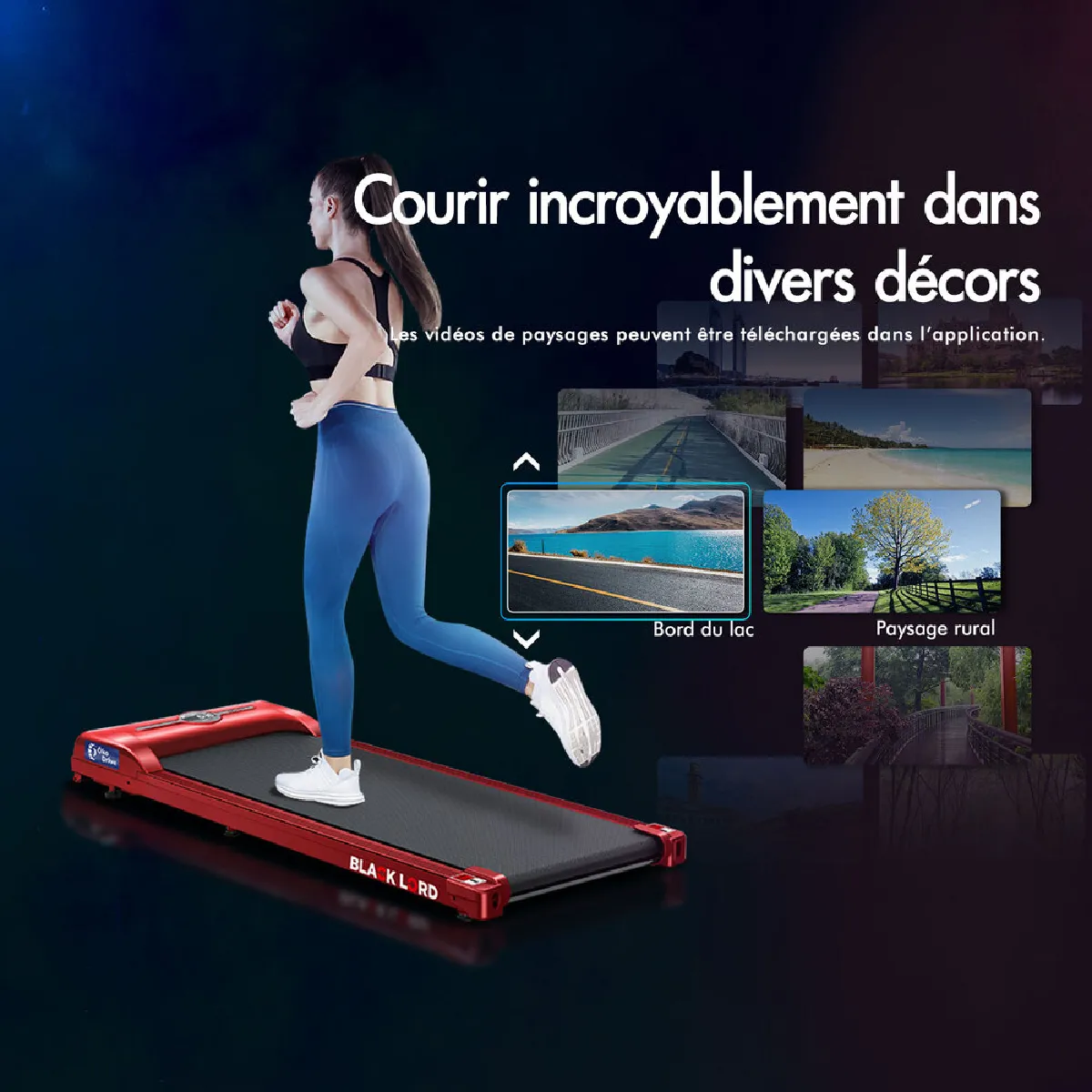 Pliable Inclinable BLACK LORD X7, Tapis De Marche Bureau, Moteur