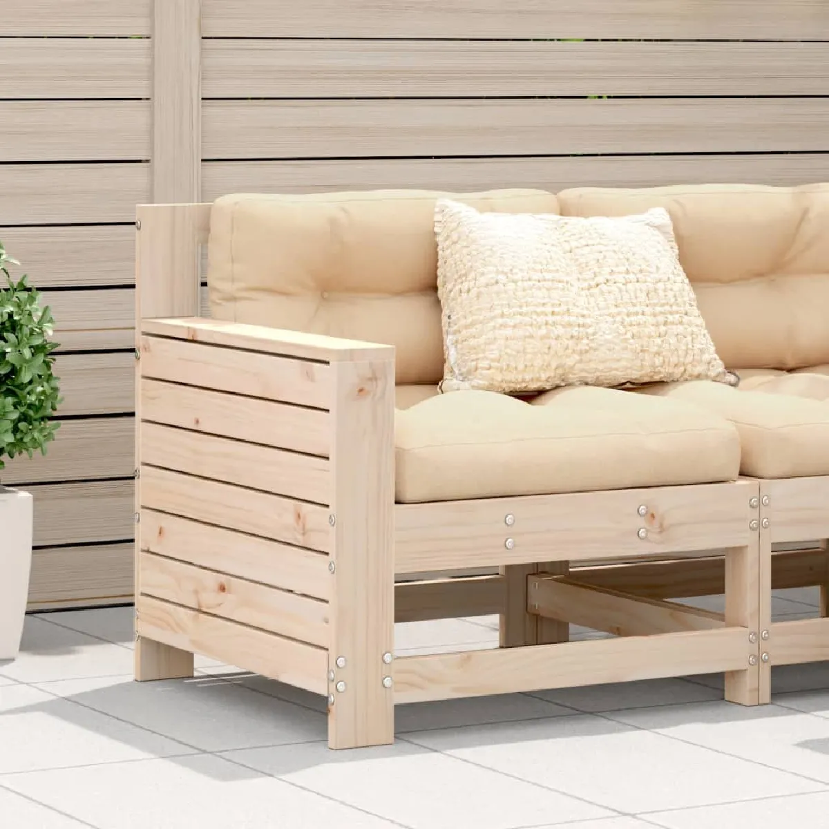 vidaXL Canapé de Jardin Accoudoir et Coussin Siège avec Dossier Fauteuil de Terrasse Patio Arrière cour Extérieur 844915 - vue 5
