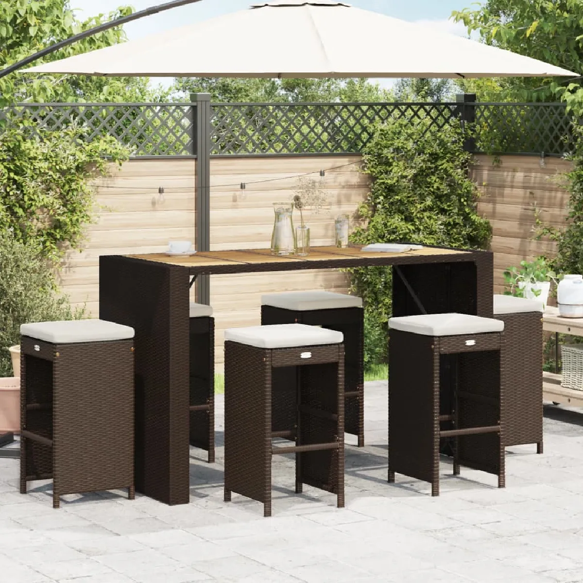 vidaXL Tabourets de bar de jardin Lot de 2 - vue 4