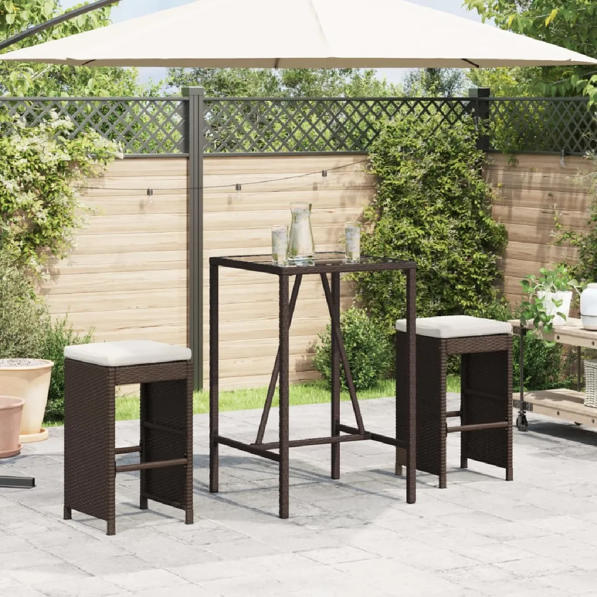 vidaXL Tabourets de bar de jardin Lot de 2 - vue 2