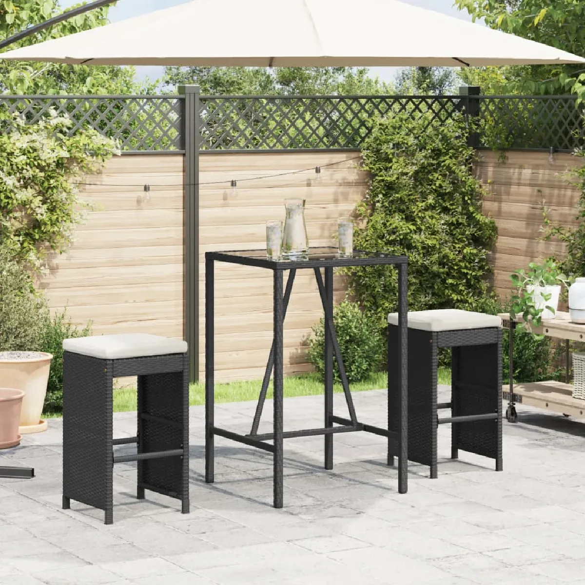 vidaXL Tabourets de bar de jardin Lot de 2 - vue 3