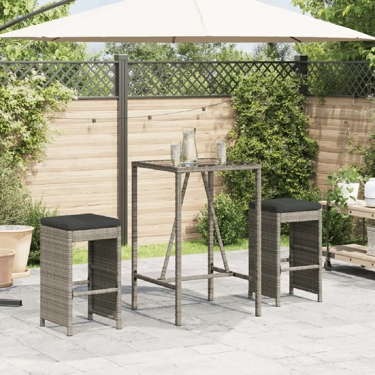 vidaXL Tabourets de bar de jardin Lot de 2 - vue 5