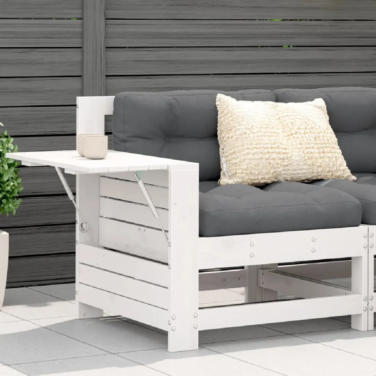 vidaXL Canapé de Jardin Accoudoir et Coussin Siège avec Dossier Fauteuil de Terrasse Patio Arrière cour Extérieur 844915 - vue 3