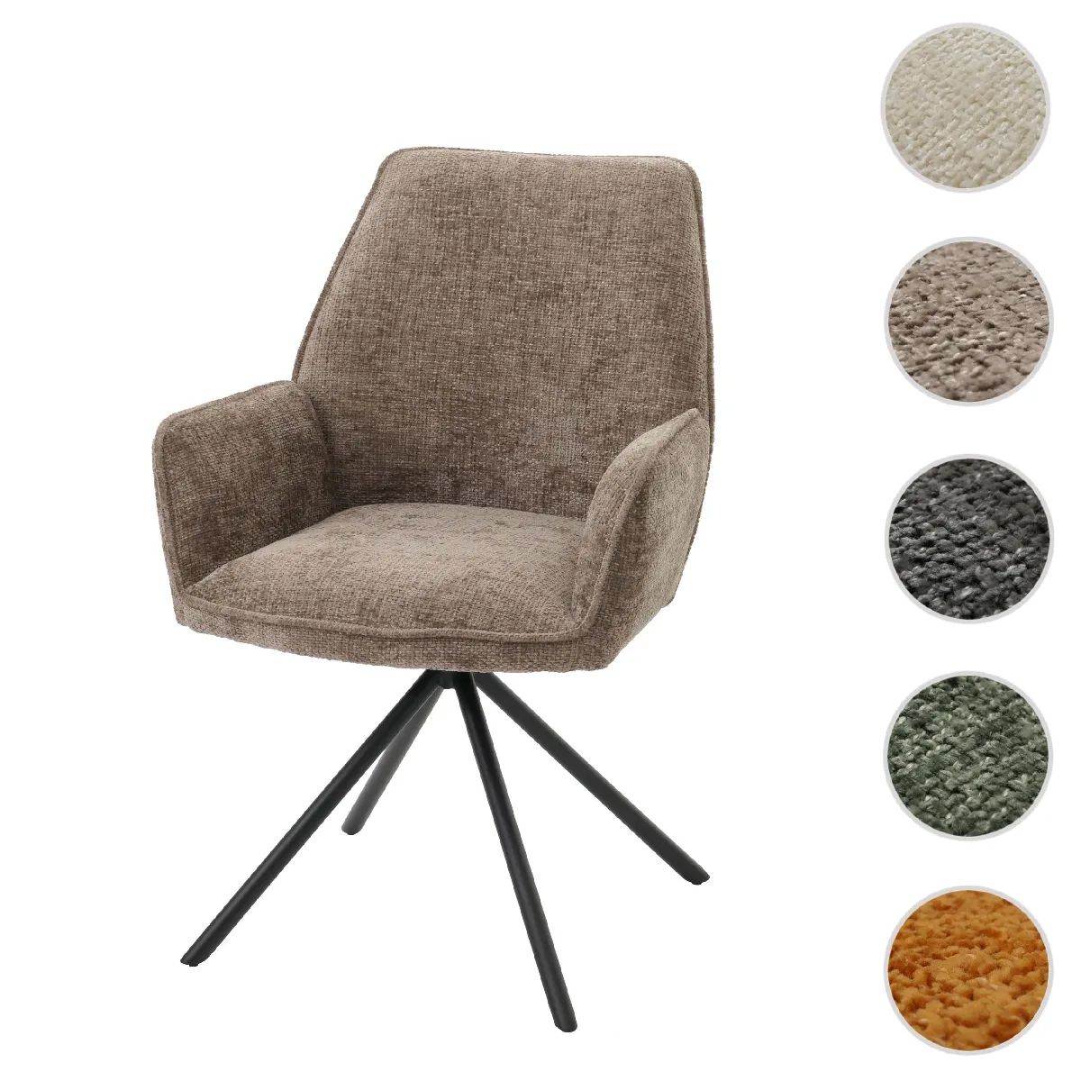 Mendler HWC-G67 - Chaise avec Accoudoirs Marron