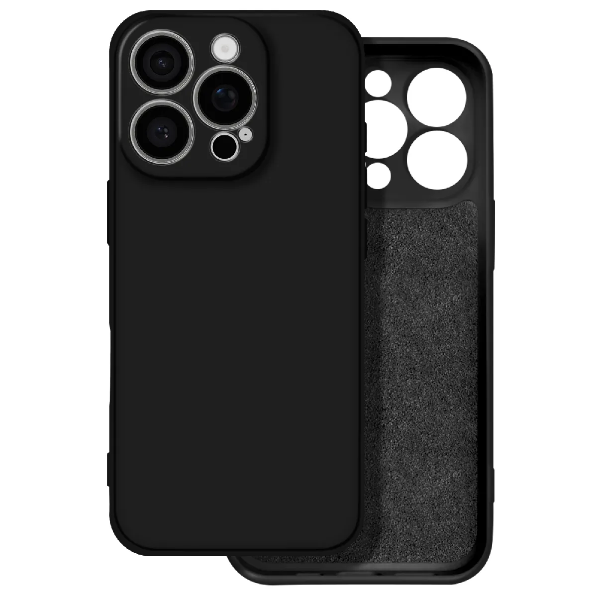 Avizar Noir Coque Pour Iphone 16 Pro Soft Touch Mat Silicone Flexible