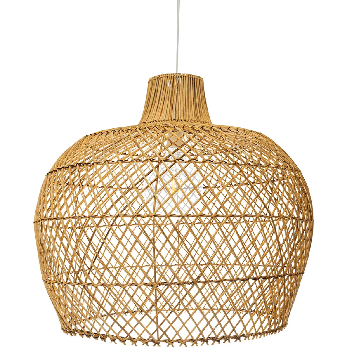 Lampe de plafond en rotin - Lampe suspendue de style Boho Bali - Mai Bois naturel