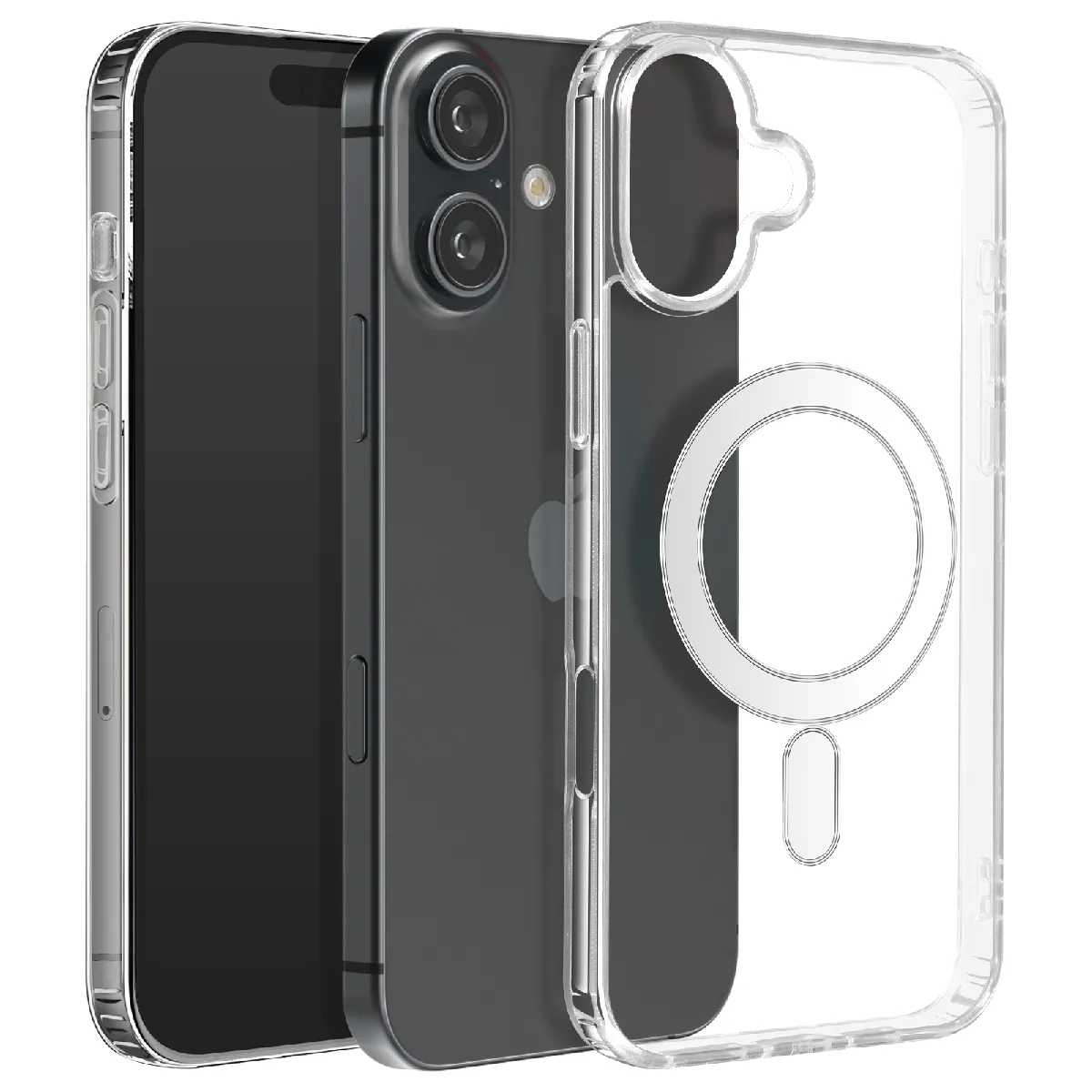 Avizar Coque Magsafe Pour Iphone 16 Polycarbonate Contour Silicone Transparent