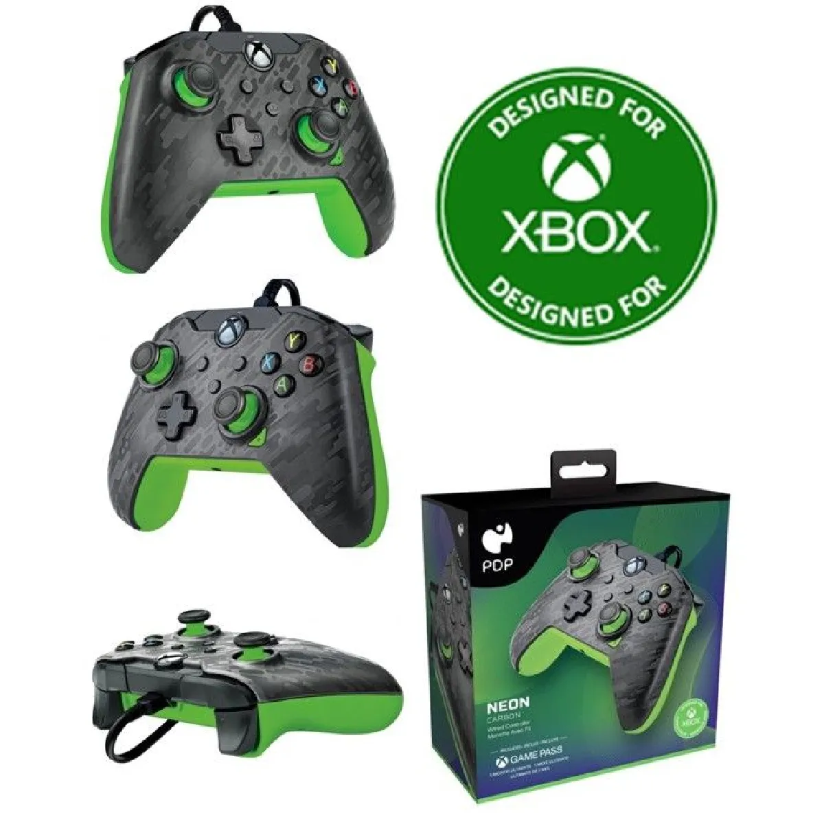 Manette de jeu XBOX NEON Filaire Compatible Xbox One et PC Ergonomique - vue 2
