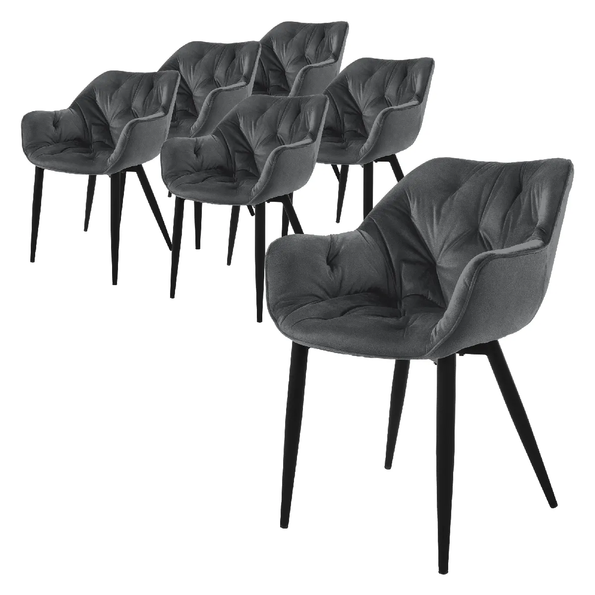 Ml-Design Noir Lot De 6 Chaises - Anthracite