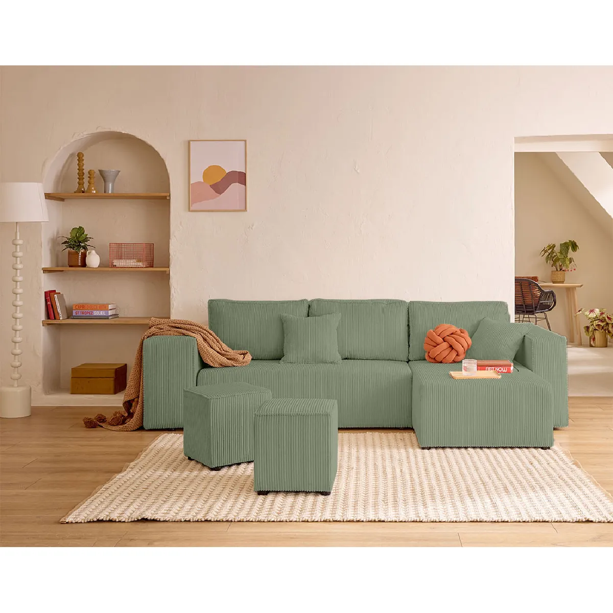 Bestmobilier Vert Canapé D'angle Topaze