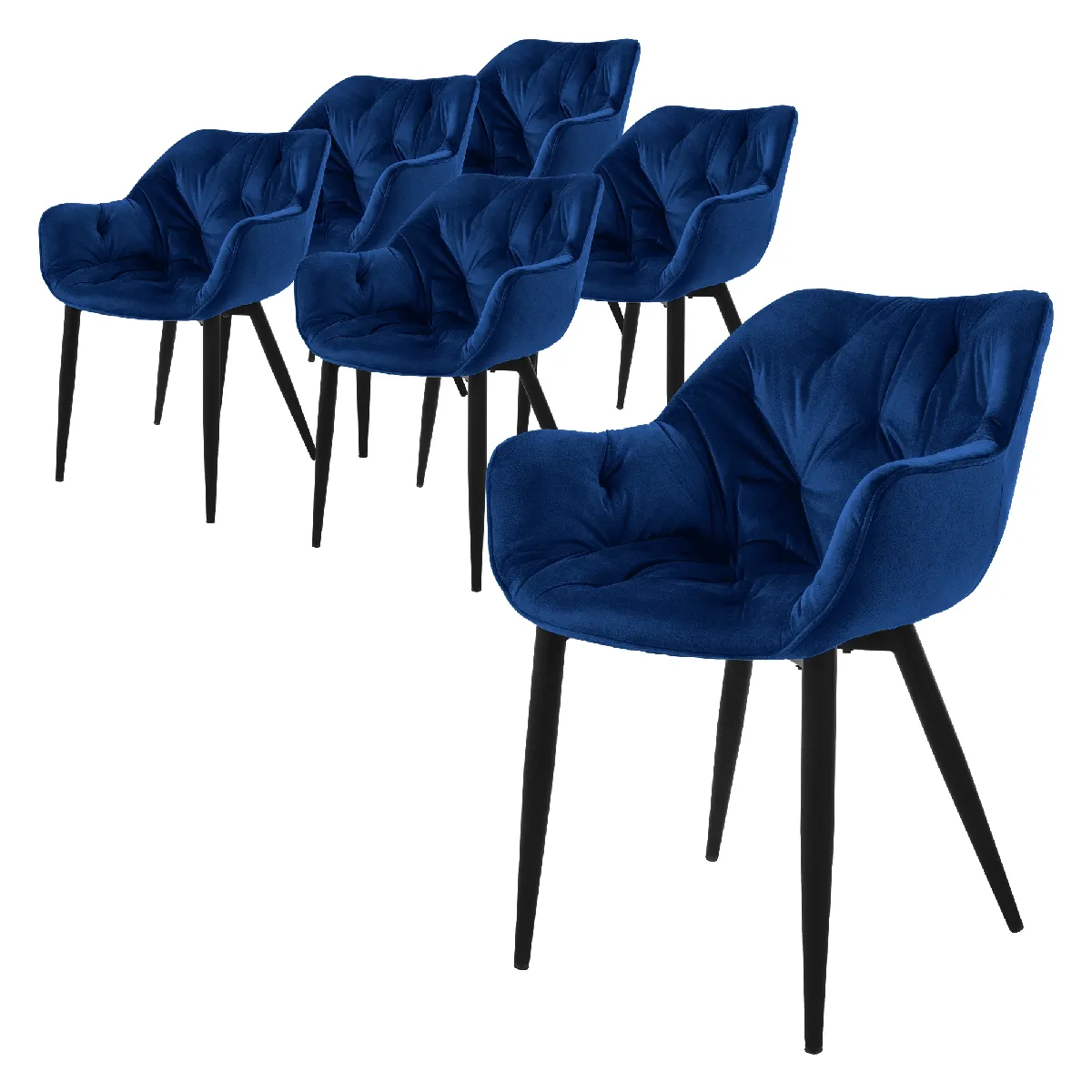 ML-Design Lot de 6 Chaises Salle à Manger - Velours Bleu Foncé ML-Design Lot de 6 Chaises Salle à Manger - Velours Bleu Foncé