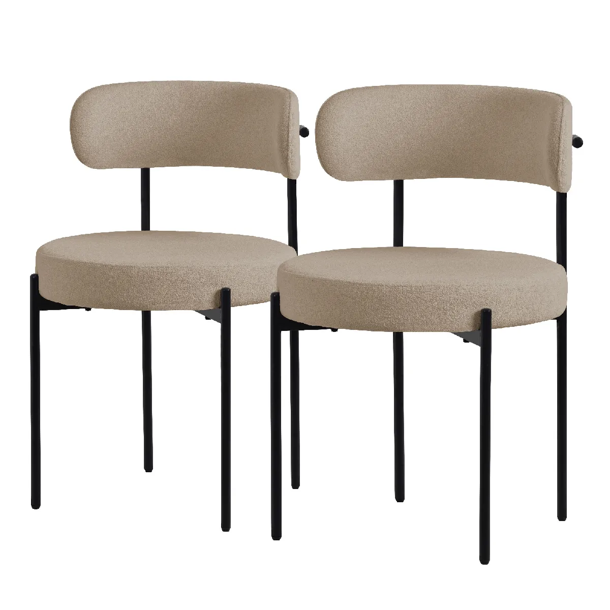 ML-Design Chaises rondes en tissu teddy - Marron