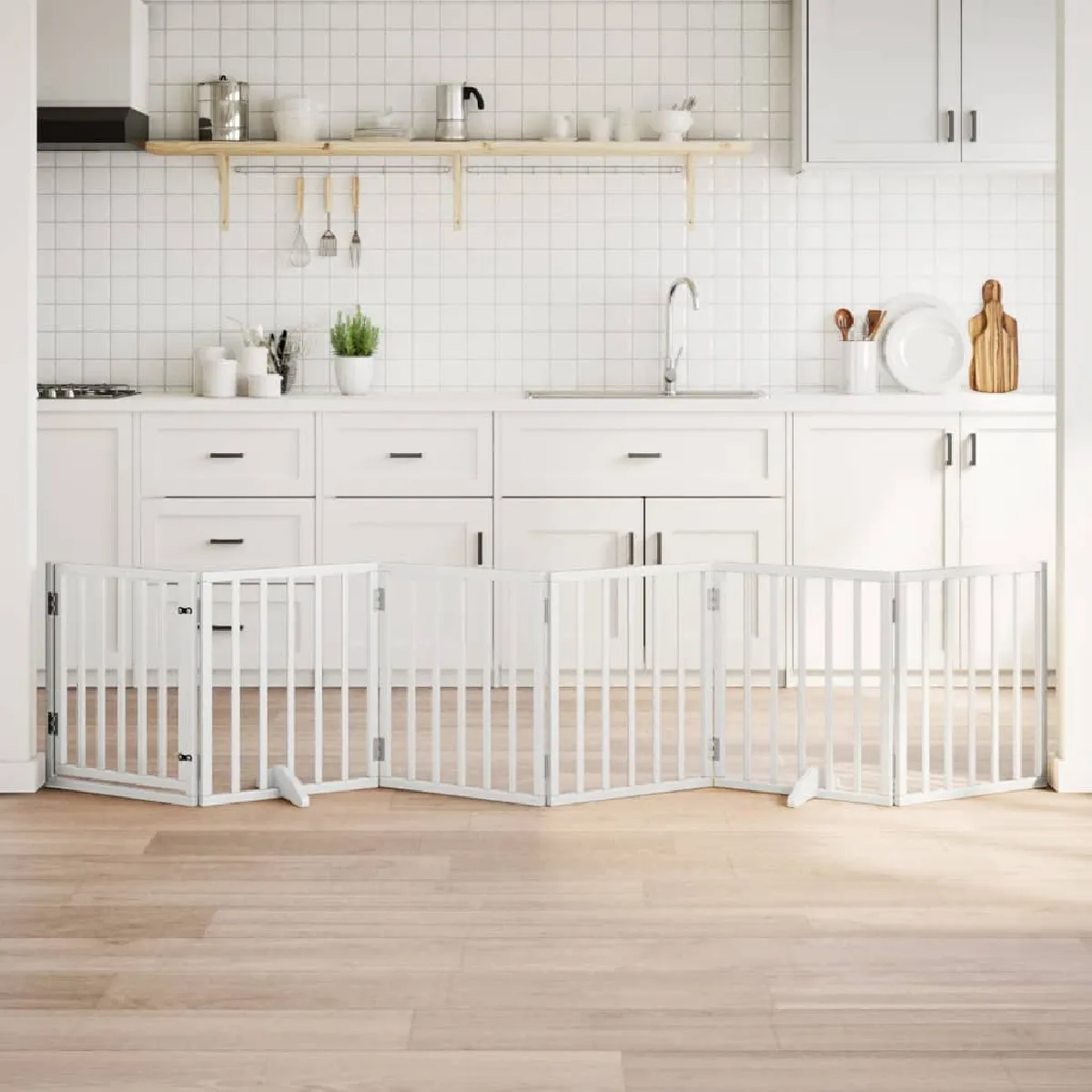 vidaXL Barrière Pour Chiens Et Porte 6 Panneaux