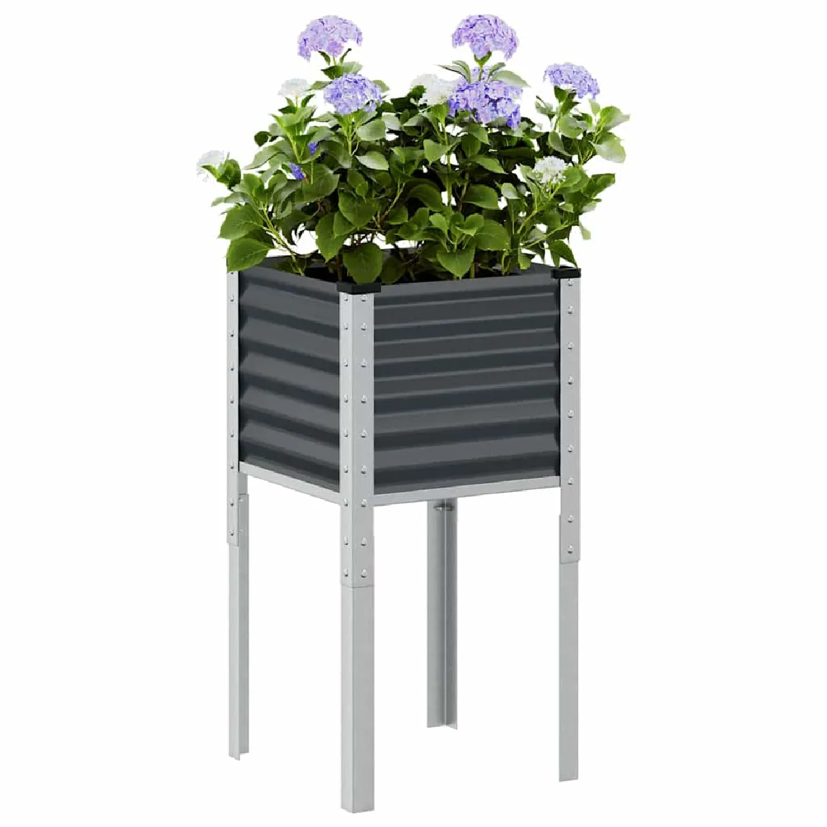 vidaXL - Jardinière - Bac à fleurs - 45x45x88 cm - Gris - Image 2